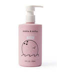Pink bottle of coconut shower gel.