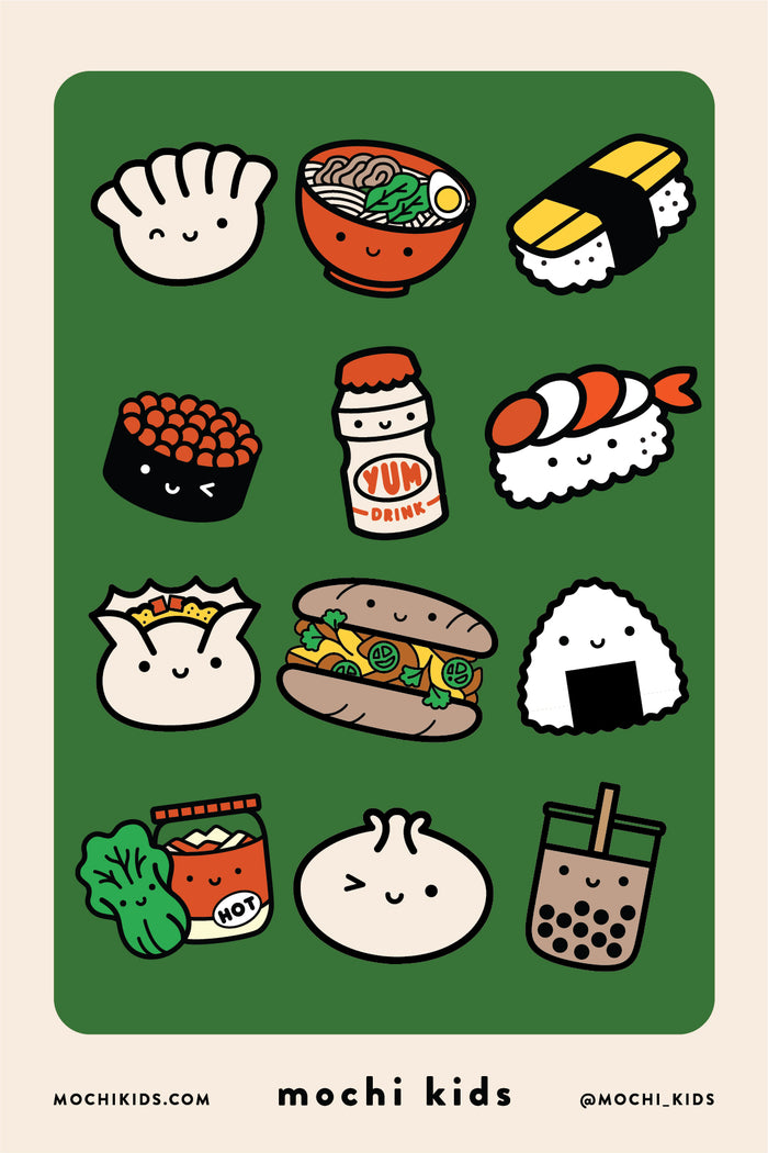 Kawaii Foods Sticker Sheet by Mochi Kids