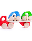 Wooden toy with colorful handles on a white background