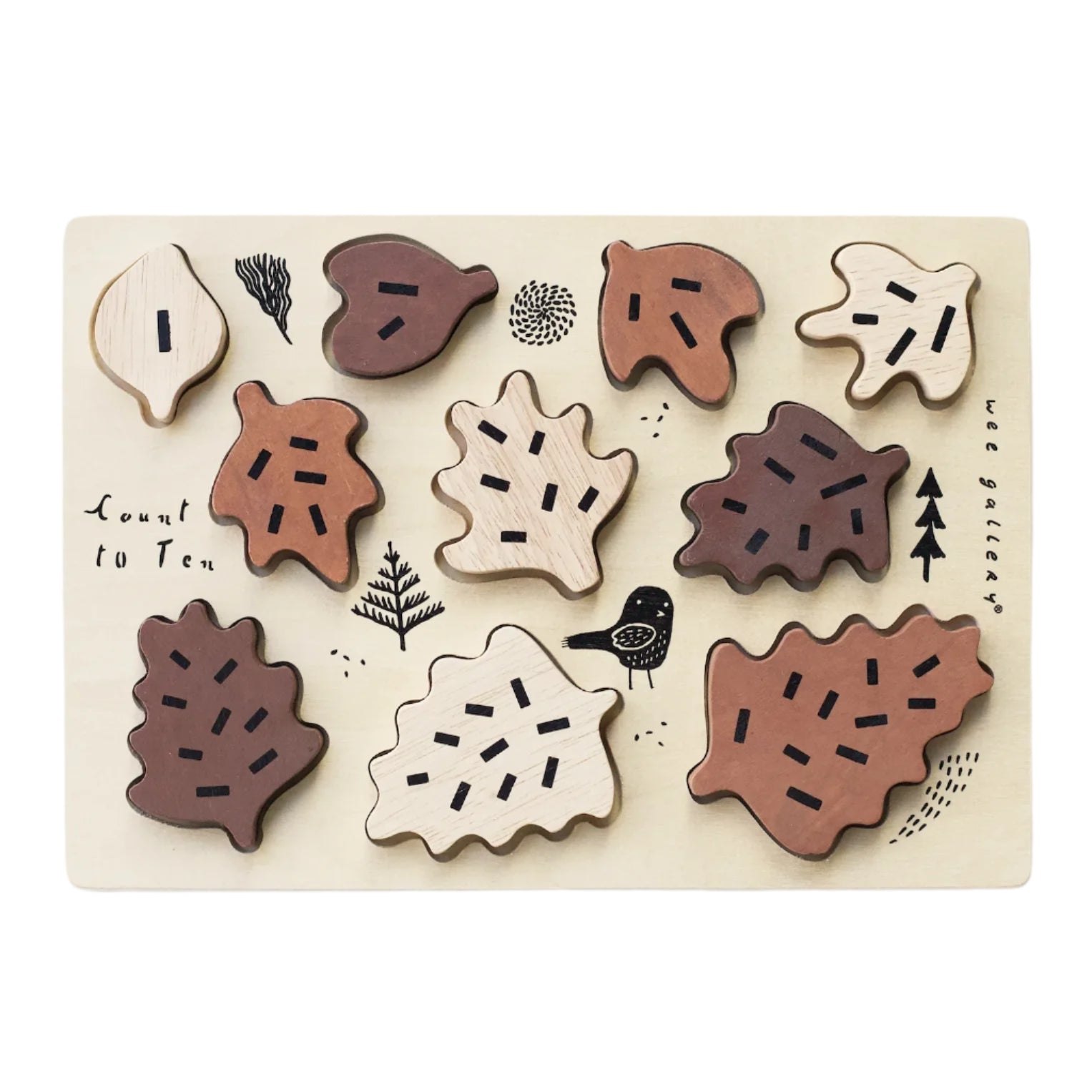 Count to 10 Leaves Wood Puzzle by Wee Gallery