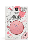 A peach bath bomb with dried flowers presented in packaging designed for children, labeled 'Nailmatic Kids Galaxy Bath Bomb'.