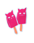 cat shaped popsicle red sticker