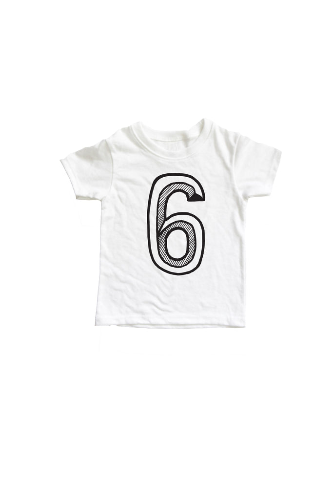 Number 6 6th Sixth Birthday Kids Tee Shirt Mochi Kids