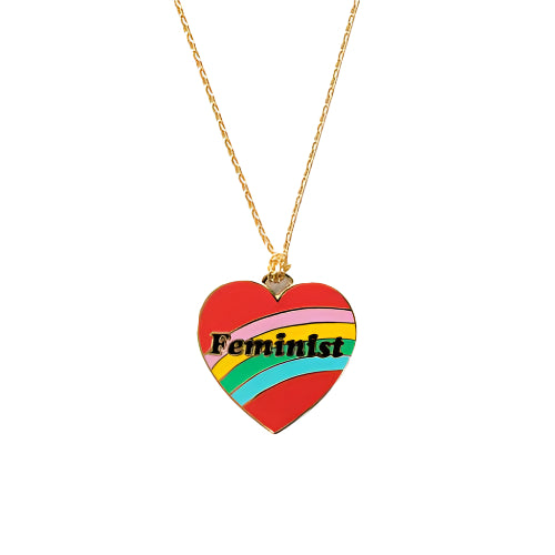 Feminist Heart Pendant by Yellow Owl Workshop