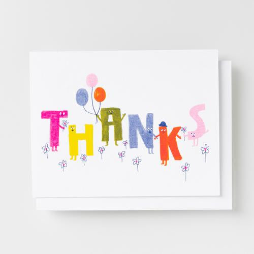 Thanks Friends - Risograph Card Set of 8 by Yellow Owl Workshop