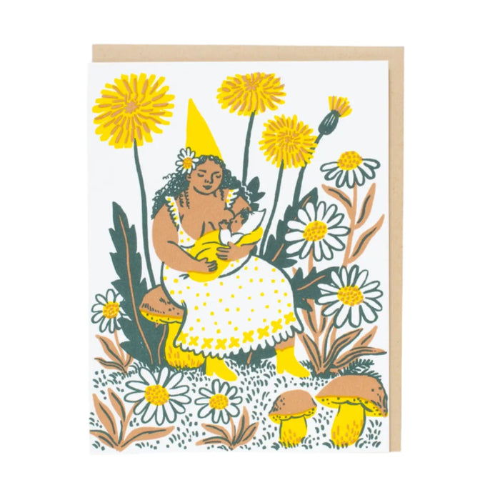Dandelion Baby & Gnome Card by Phoebe Wahl
