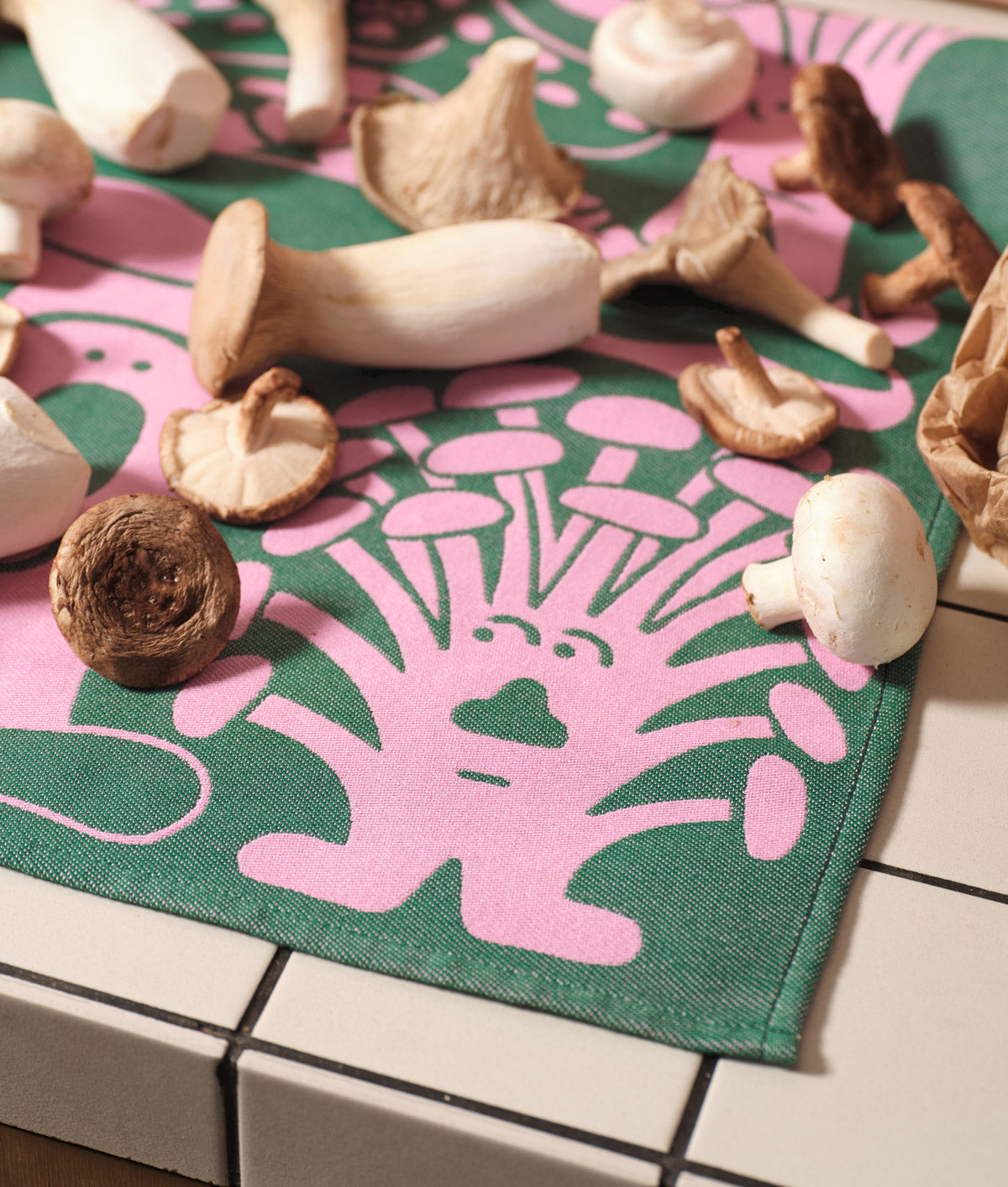 Mushrooms Woven Cotton Tea Towel