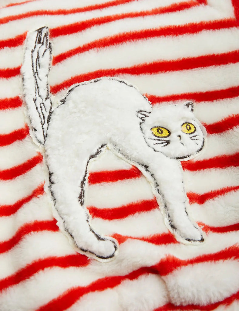 SALE Angry Cat Stripe Faux Fur Jacket by Mini Rodini