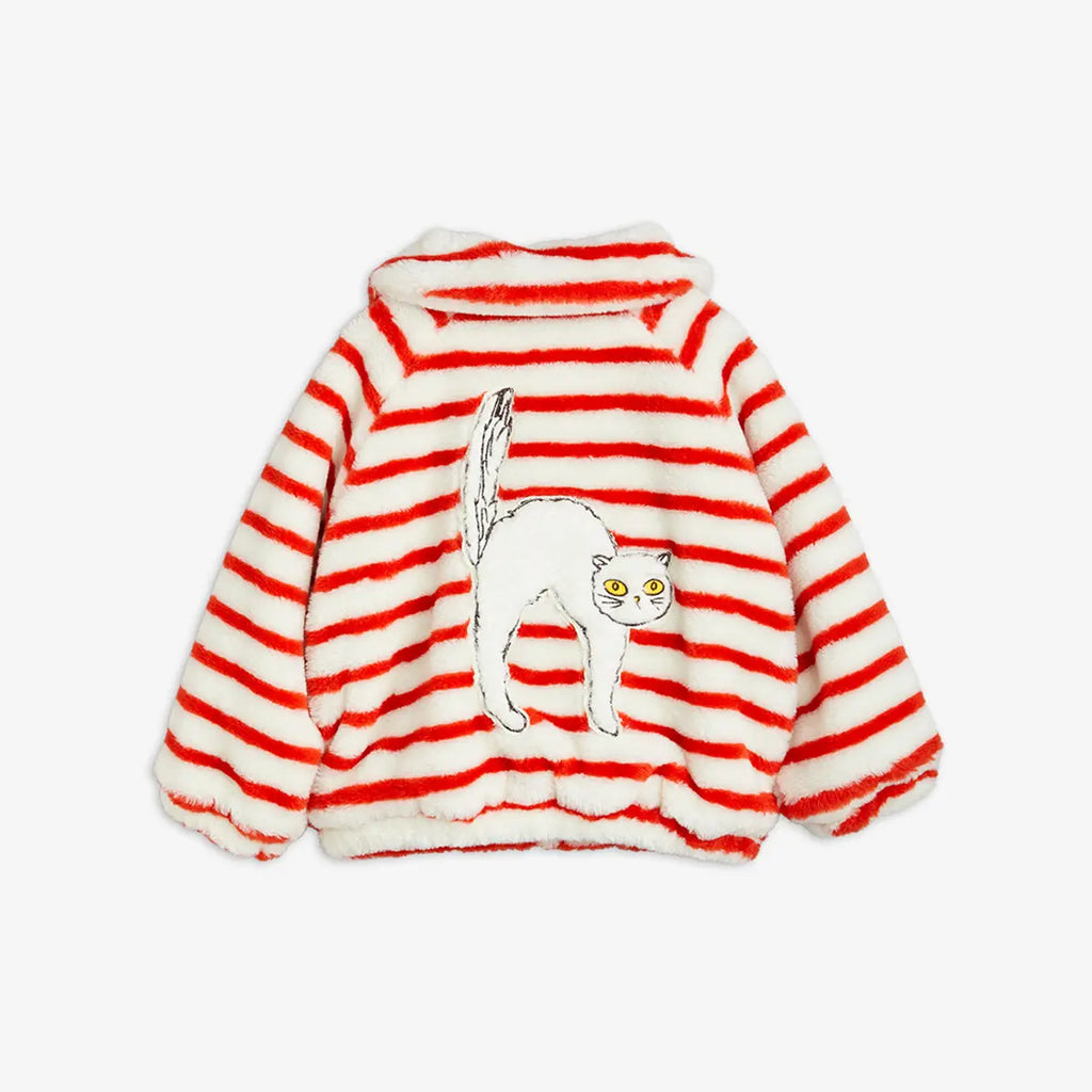 Angry Cat Stripe Faux Fur Jacket by Mini Rodini
