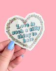 Love is Such A Silly Thing To Hate Glitter Sticker by The Peach Fuzz