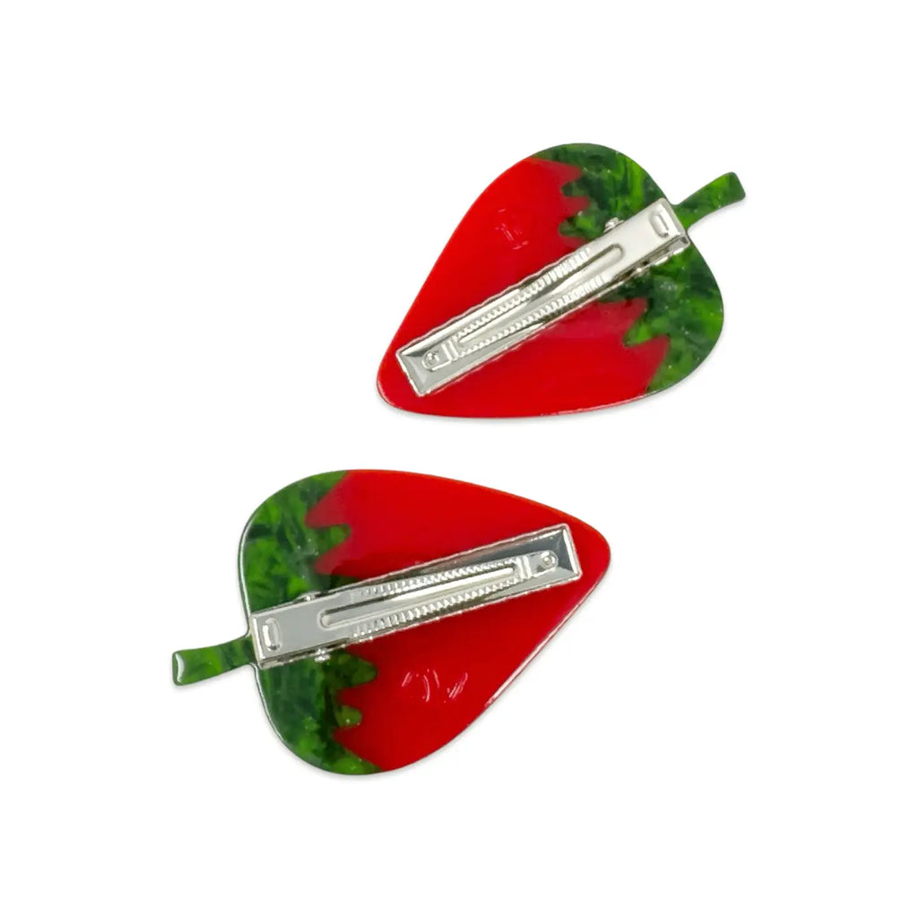 Strawberry Alligator Hair Clip Set by Jenny Lemons