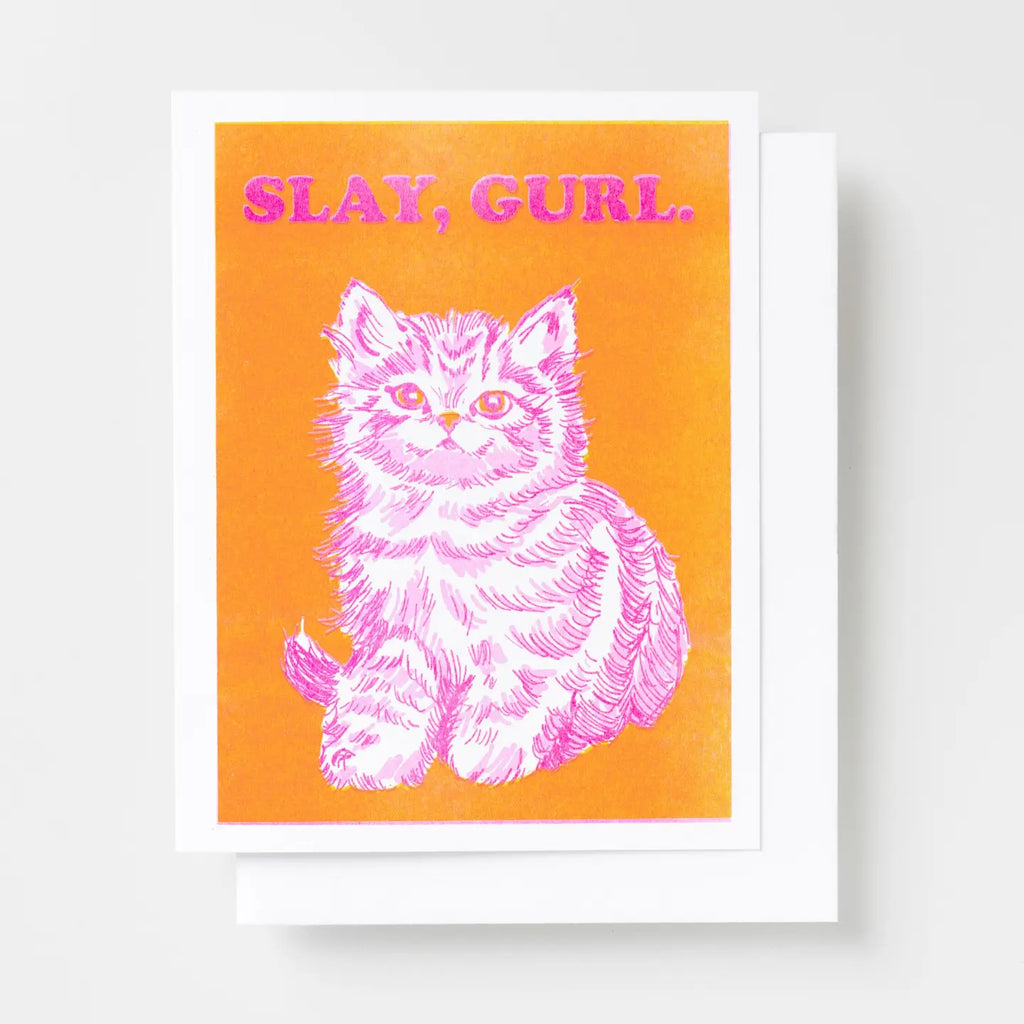 Slay Gurl Risograph Card by Yellow Owl Workshop