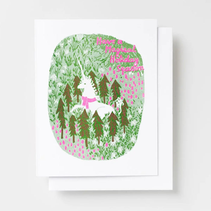 Magical Holiday Unicorn Card by Yellow Owl Workshop