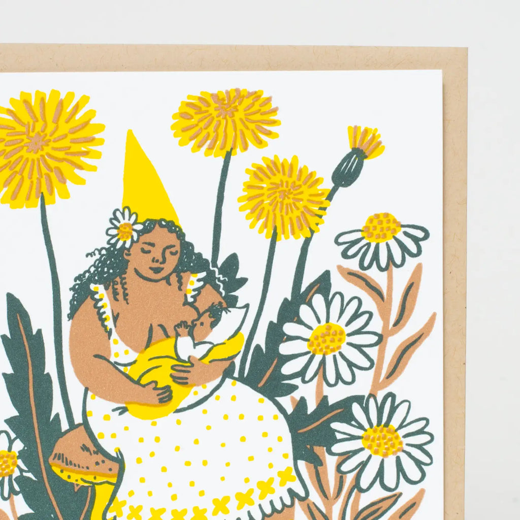 Dandelion Baby & Gnome Card by Phoebe Wahl