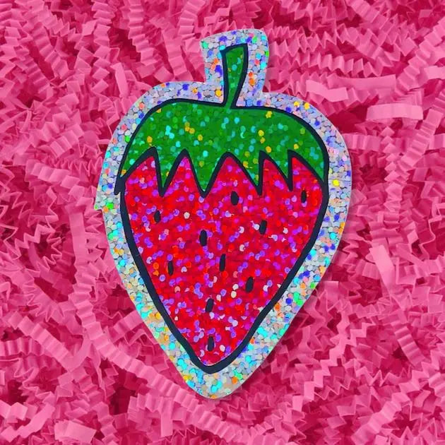 Glitter Strawberry Sticker by Jenny Lemons