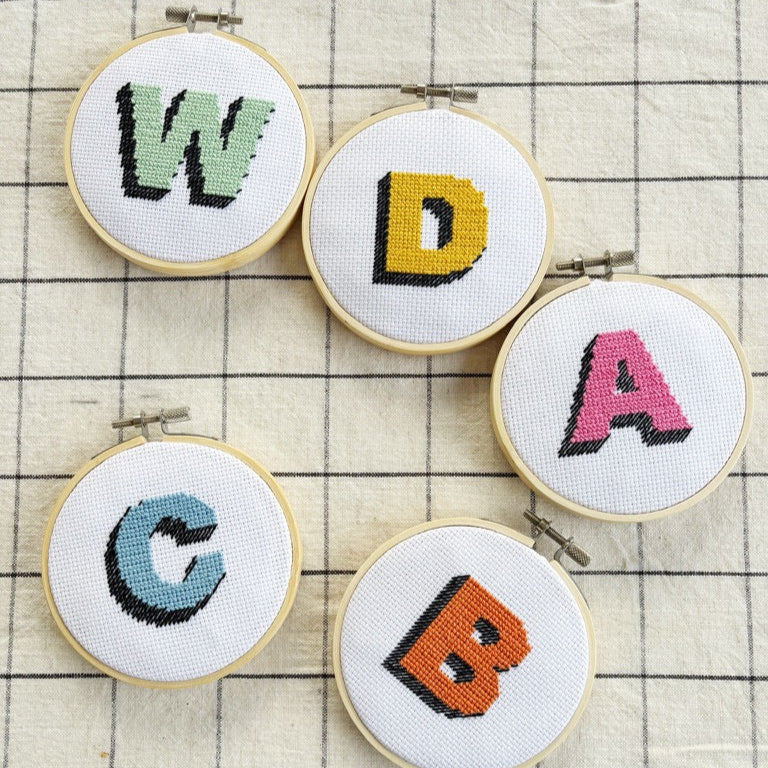 Drop Shadow Alphabet Cross Stitch Kit by Cotton Clara