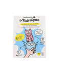 Packaging of Nailmatic bath bomb and soap maker kit with illustrations of a cat and a bath bubble, and text detailing the product use.