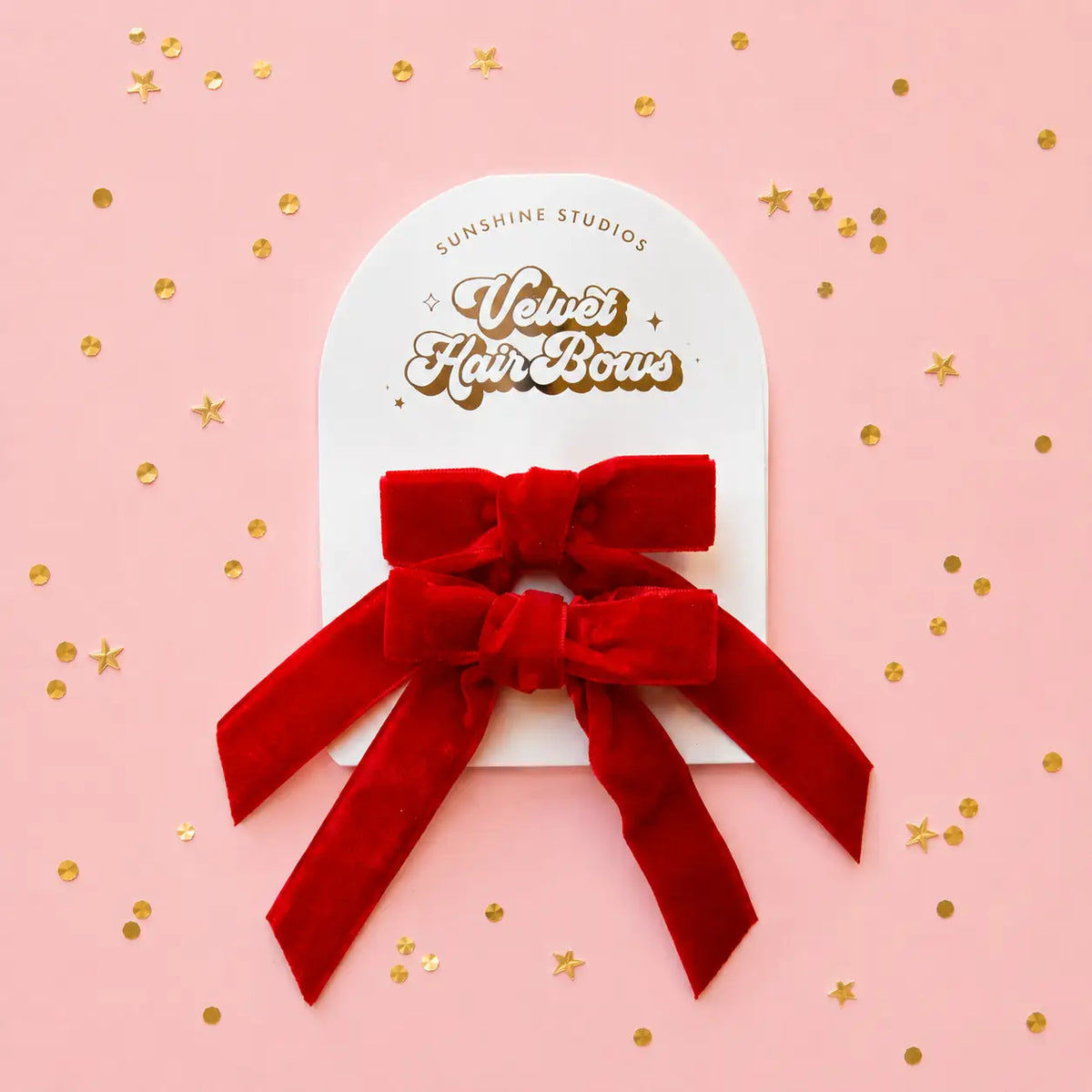 Red Velvet Bow Hair Clips
