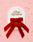 Red Velvet Bow Hair Clips
