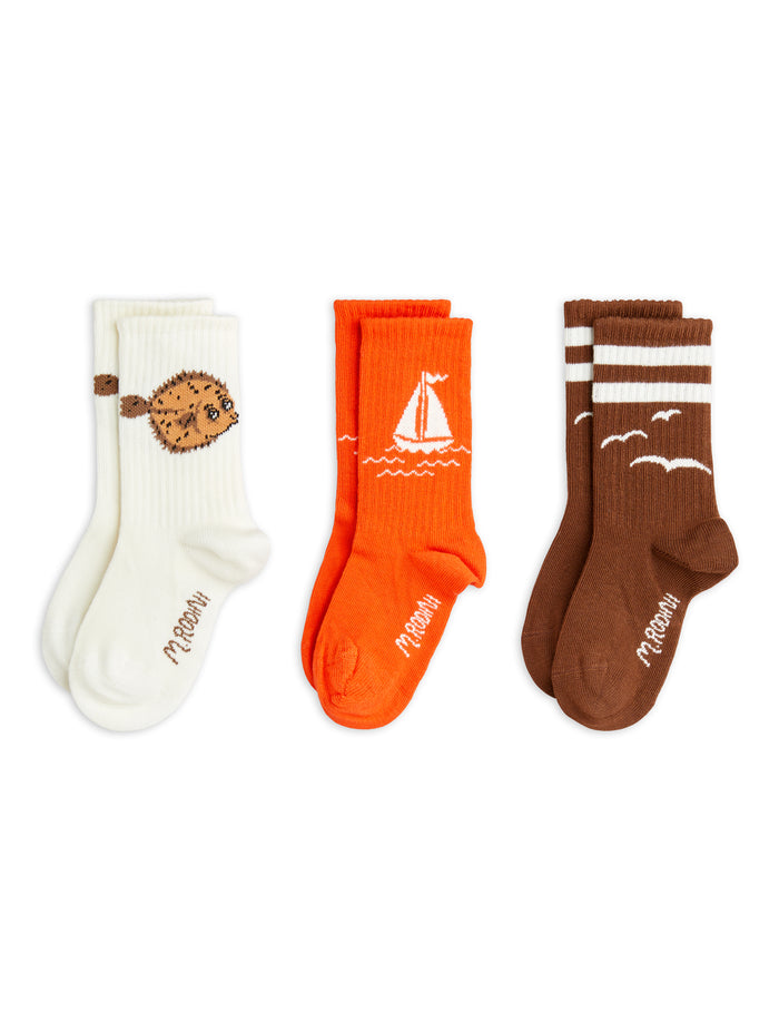 SALE Sailing Boats 3-Pack Kid Socks by Mini Rodini