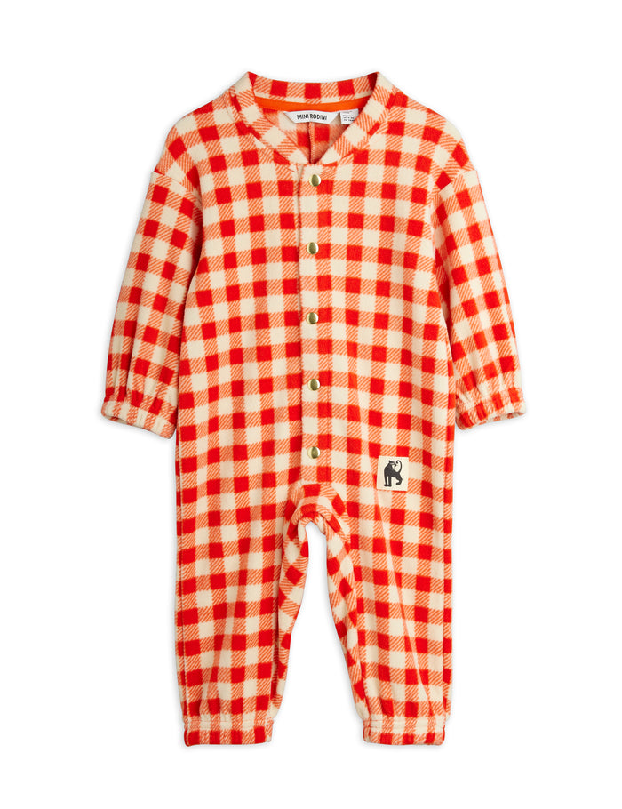 Gingham Fleece Baby Suit by Mini Rodini