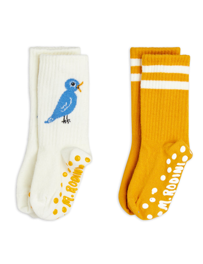 Bird 2-Pack Anti-Slip Kids Socks by Mini Rodini