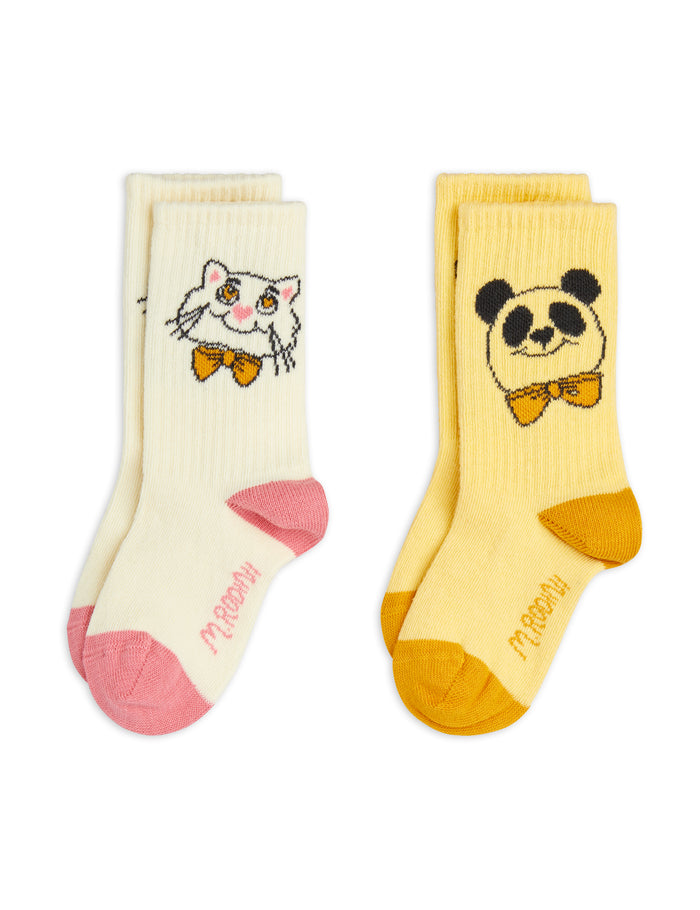 Cat & Panda 2-Pack Kids Socks by Mini Rodini