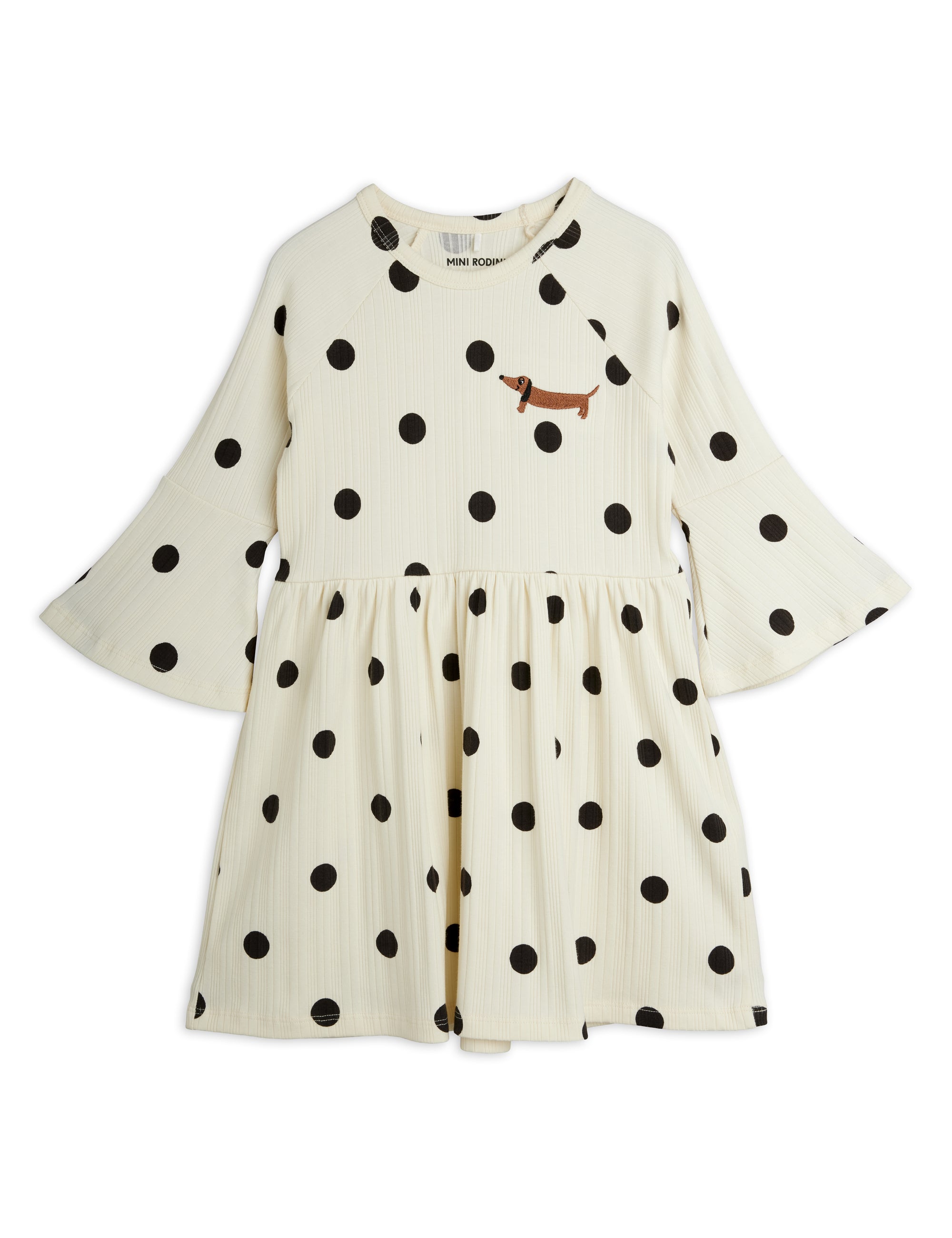 Dots Dog Trumpet Sleeve Dress