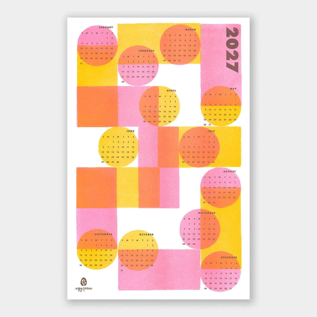 Geometric 2027  Risograph Print Calendar