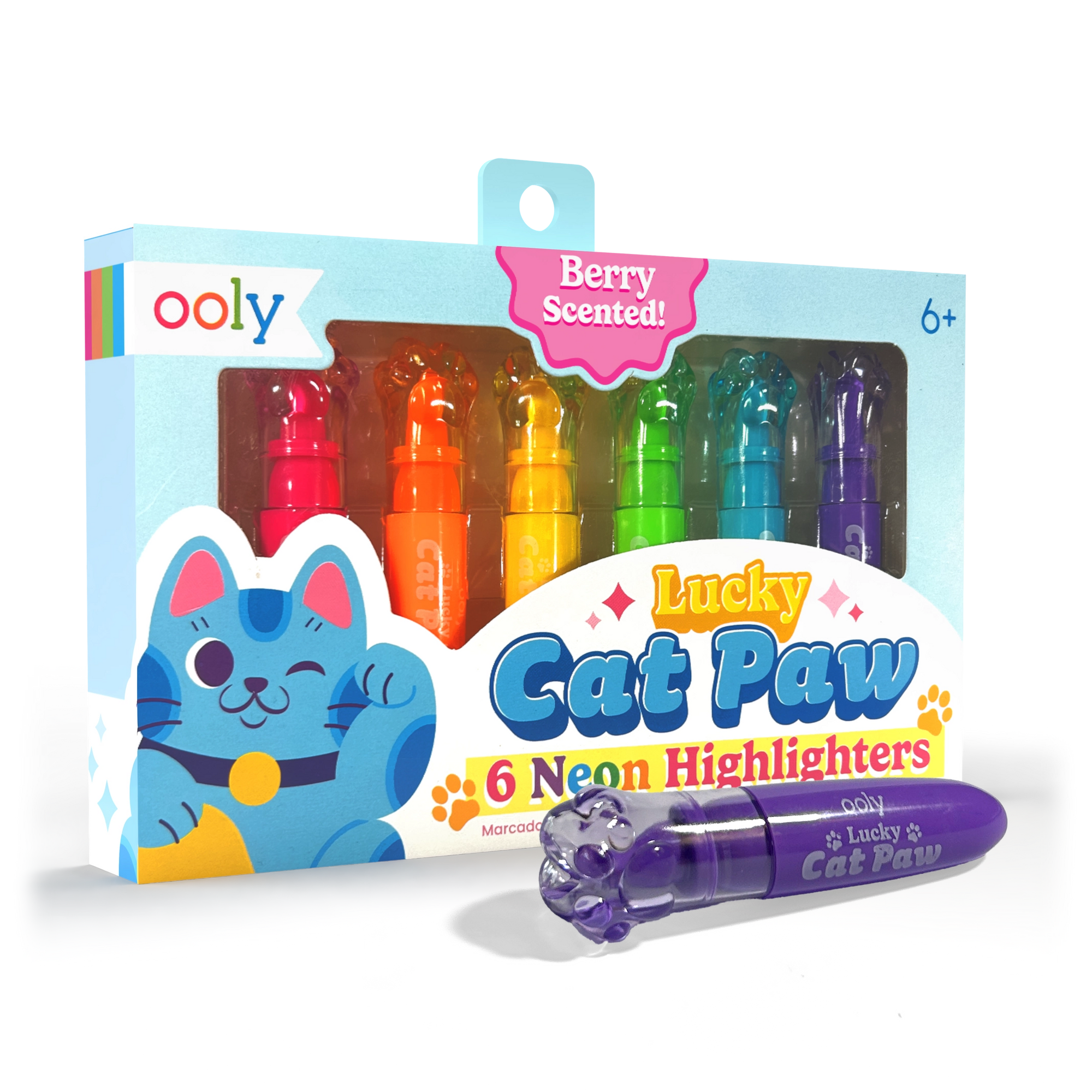 Lucky Cat Paw: Neon Scented Highlighters (Set of 6)