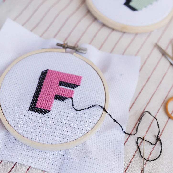 Drop Shadow Alphabet Cross Stitch Kit by Cotton Clara
