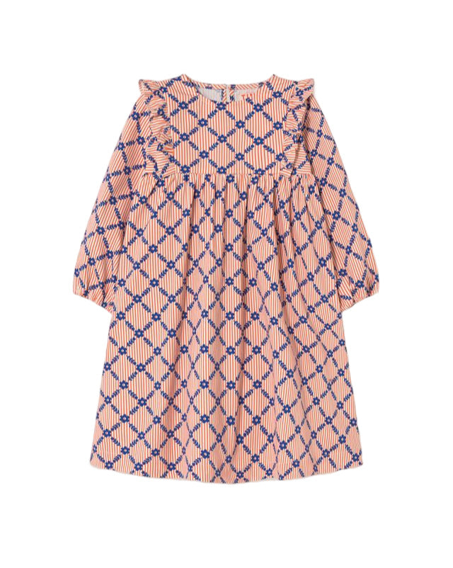 Flower Grid Print Dress By Tinycottons