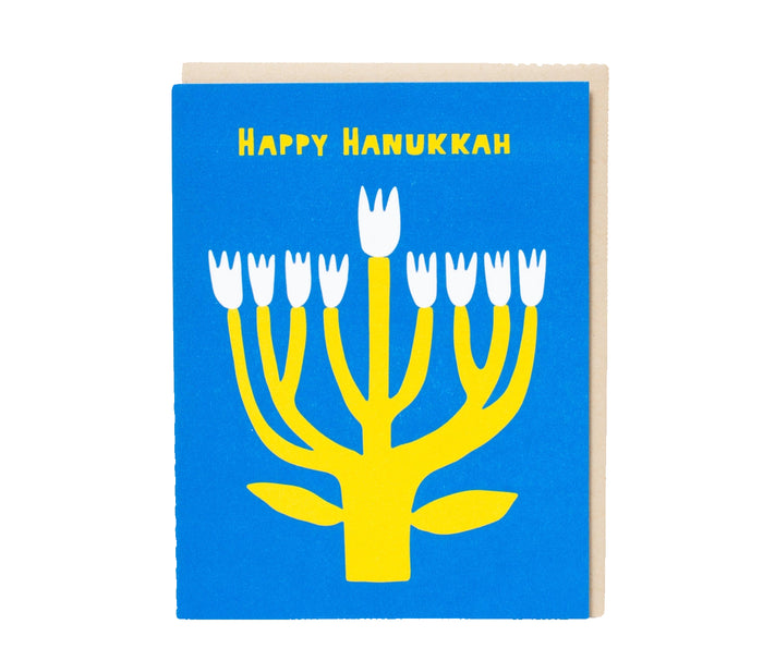 Hanukkah Flower Menorah Card by Suzy Ultman
