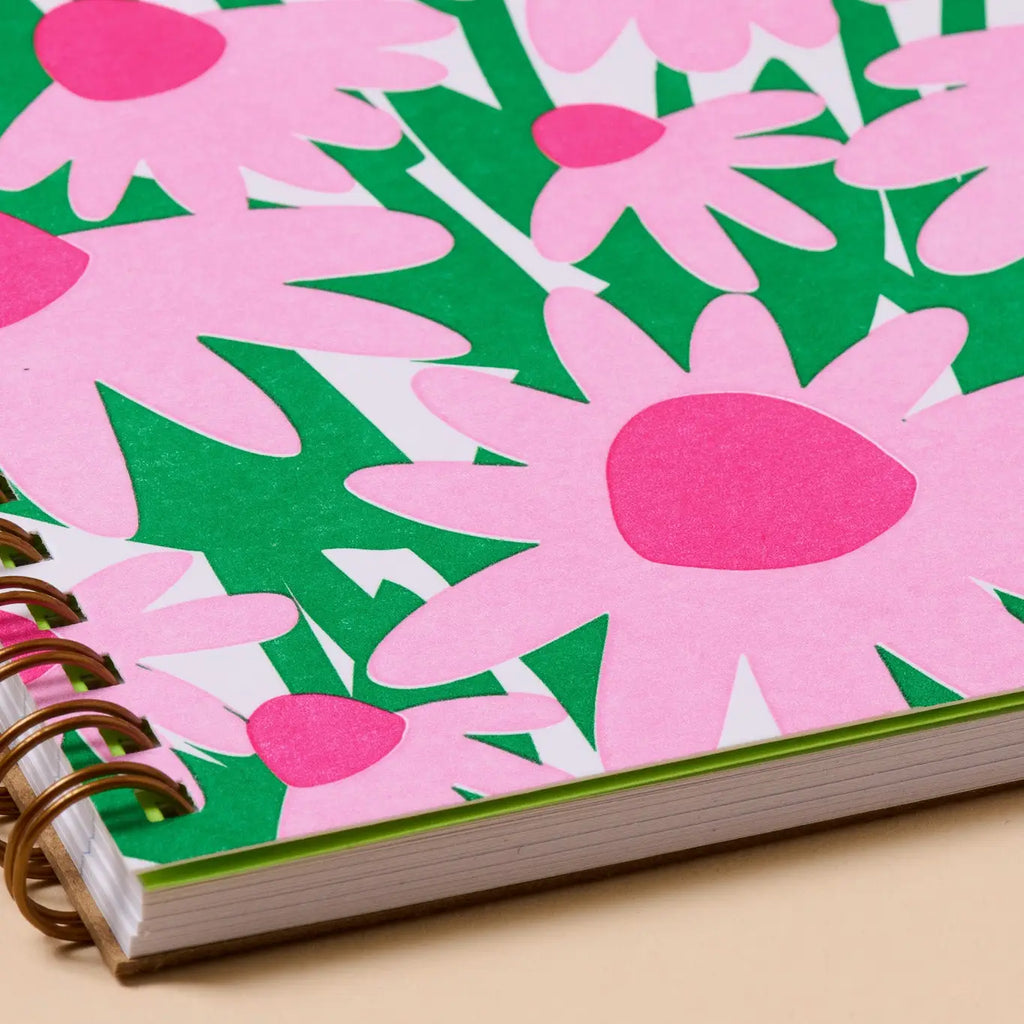 Coneflower Wildflower A5 Lettepress Spiral Notebook by And Here We Are