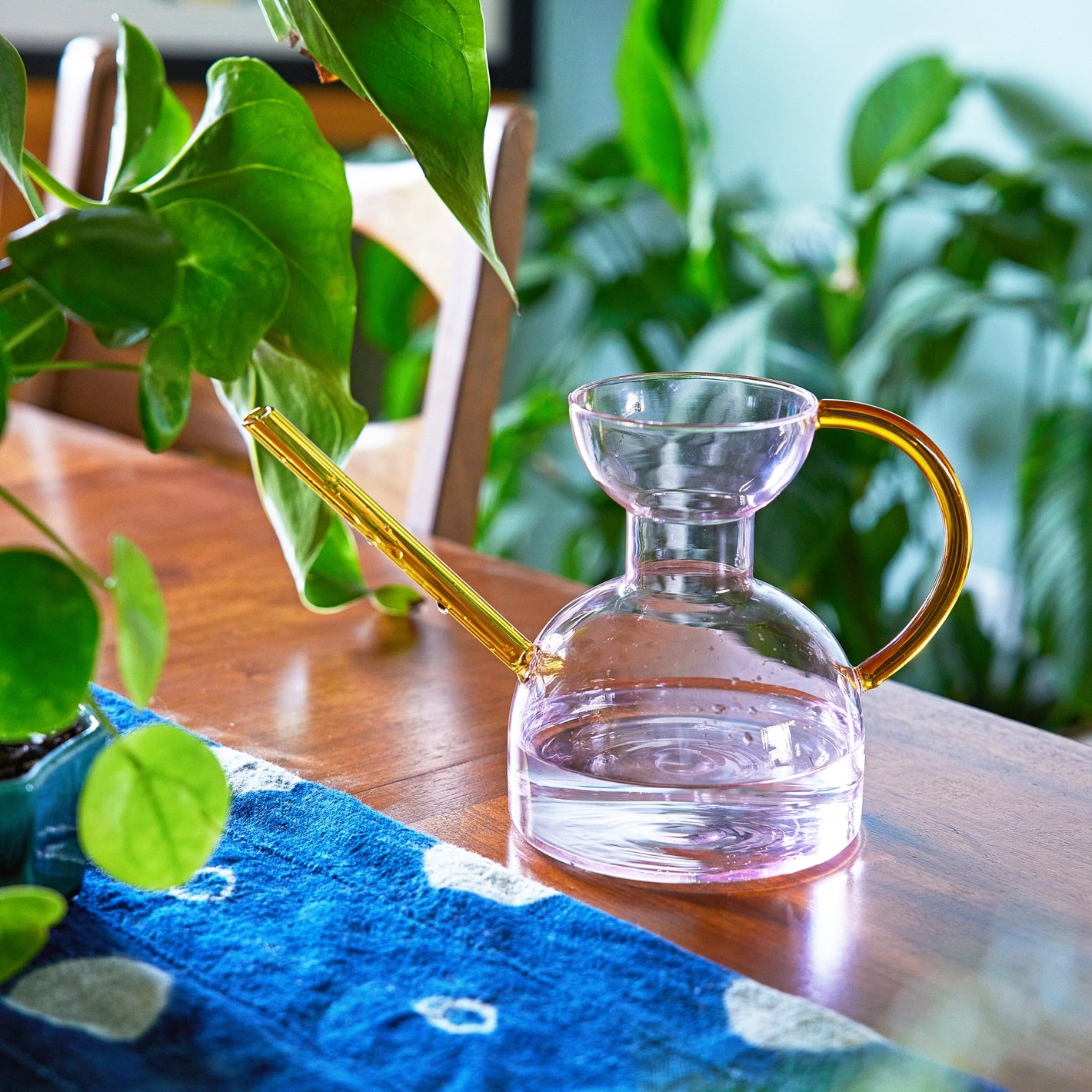Pink Glass Watering Can