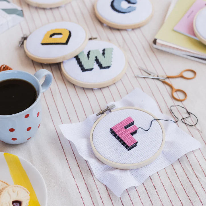 Drop Shadow Alphabet Cross Stitch Kit by Cotton Clara