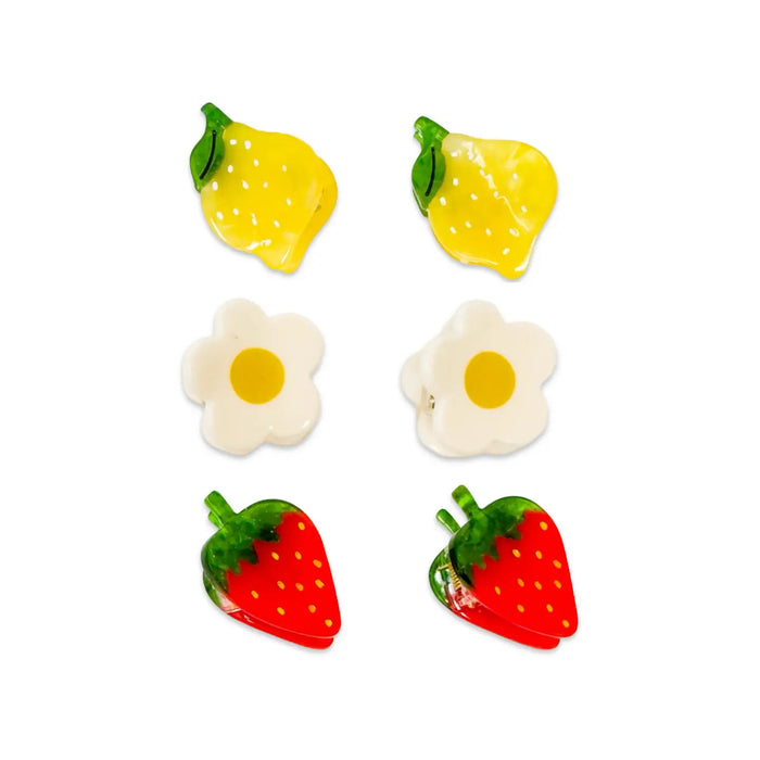 Micro Fruit and Flowers Hair Claw Clip Set by Jenny Lemons