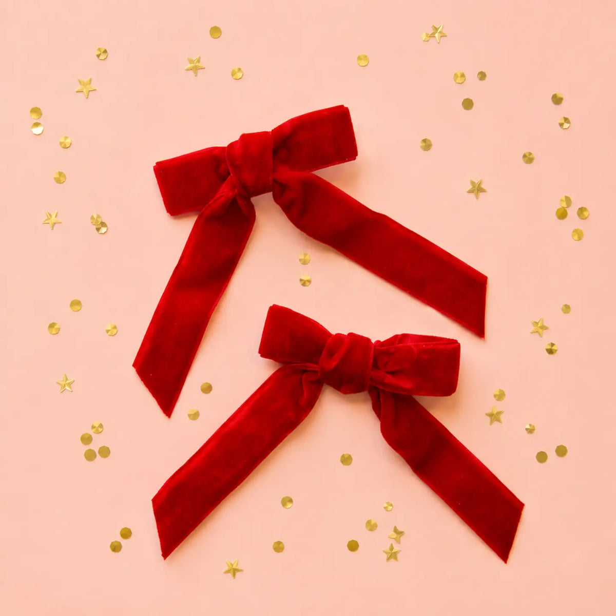 Red Velvet Bow Hair Clips