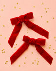 Red Velvet Bow Hair Clips