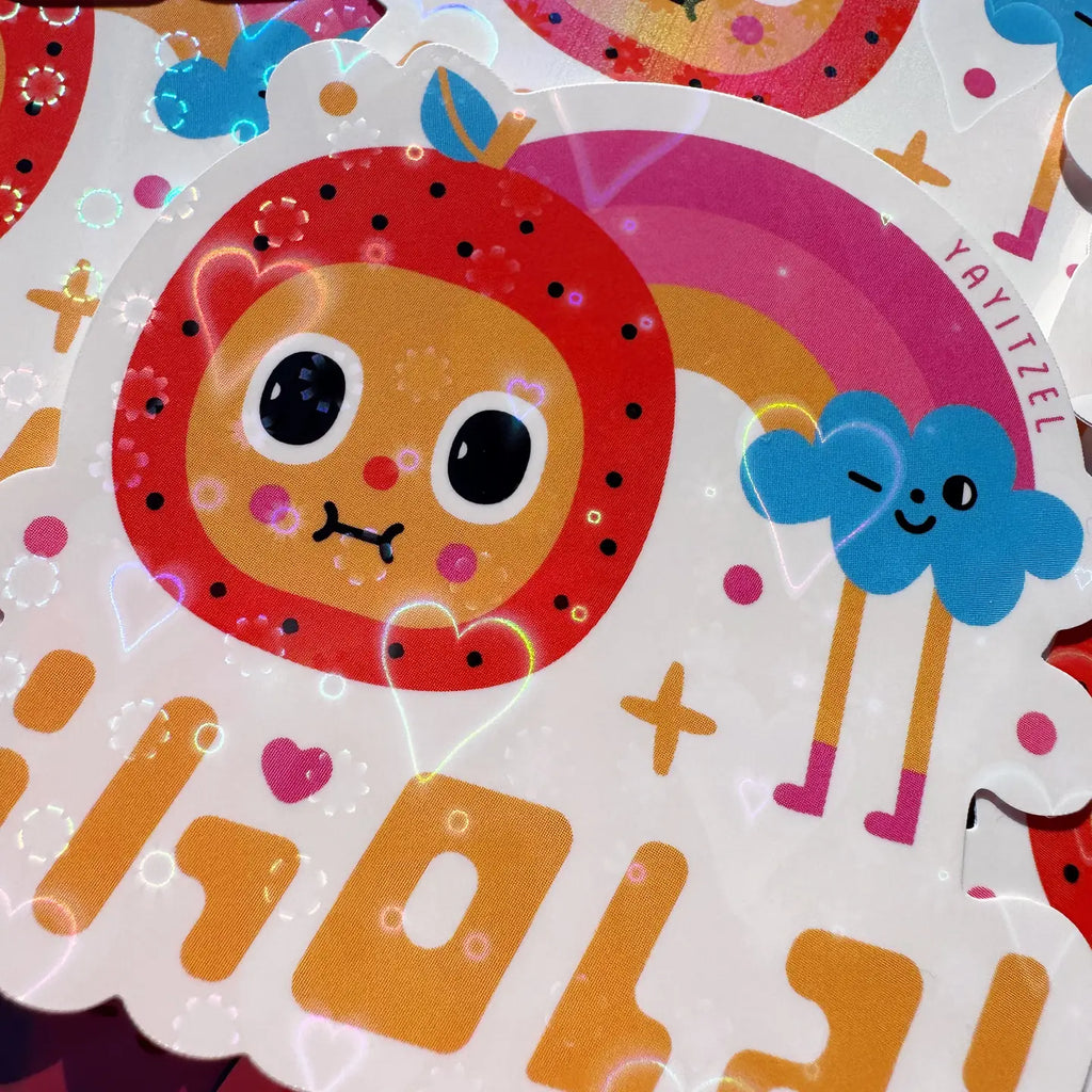 Hola Holographic Sticker by Yayitzel