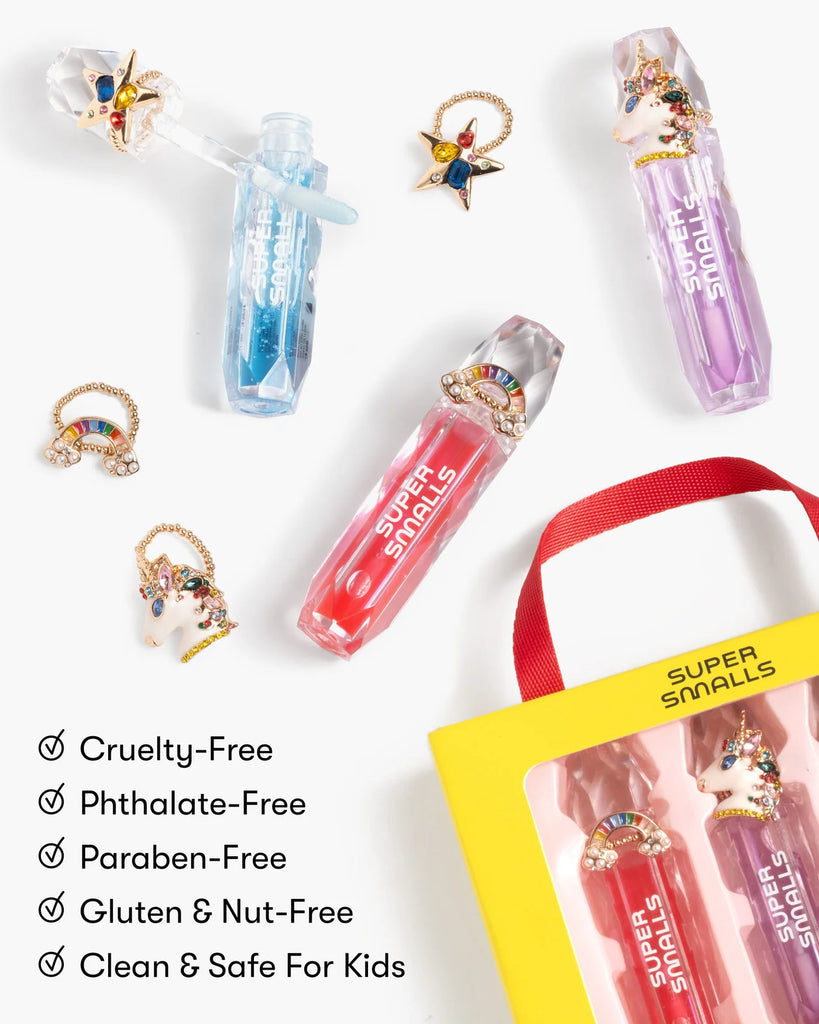 Gloss It Rainbow Lip Gloss Ring Set by Super Smalls