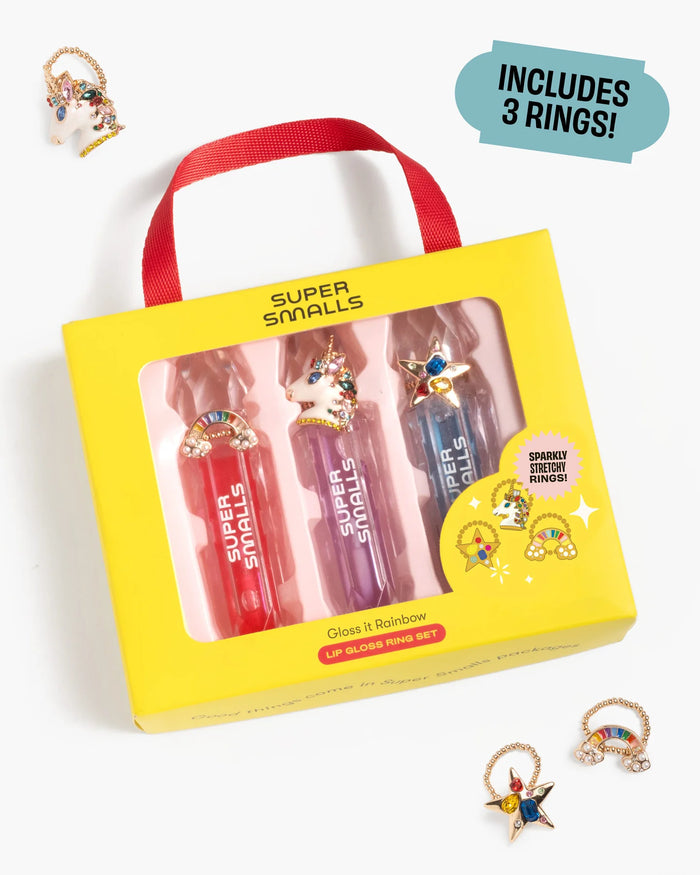 Gloss It Rainbow Lip Gloss Ring Set by Super Smalls