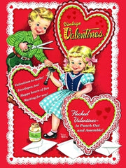 Vintage Valentines Book Vivian Robbins 24 Punch Out Cards Envelopes Flocked  NEW
