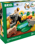 BRIO World Safari Adventure Set packaging with toy train and animals on a white background