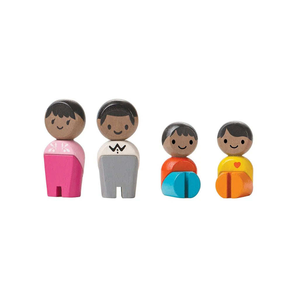 Black Wooden Doll Family