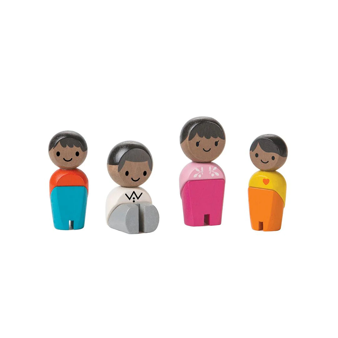Black Wooden Doll Family