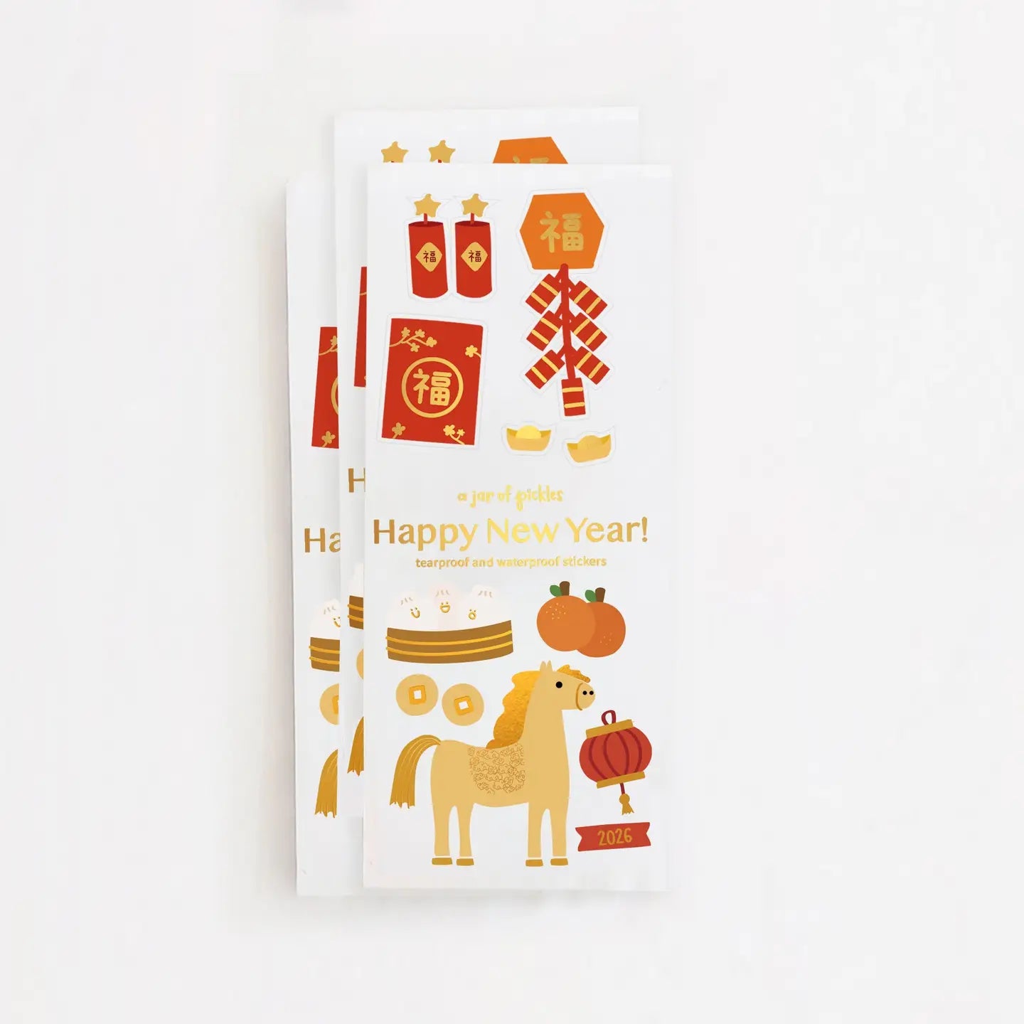 2026 Lunar New Year Gold Foil Sticker Sheet Set by A Jar Of Pickles