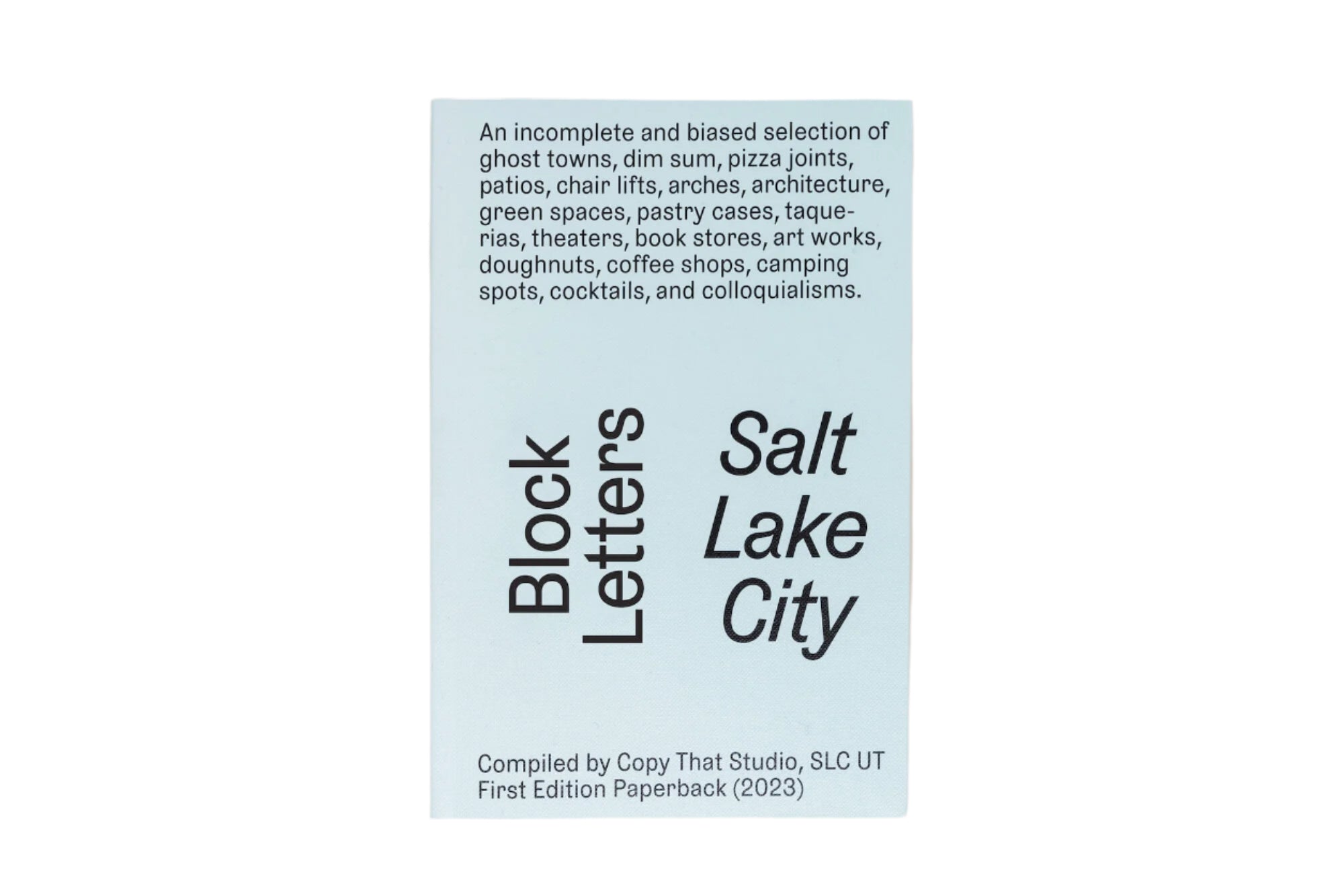 Block Letters Salt Lake City Book by Copy That Studio