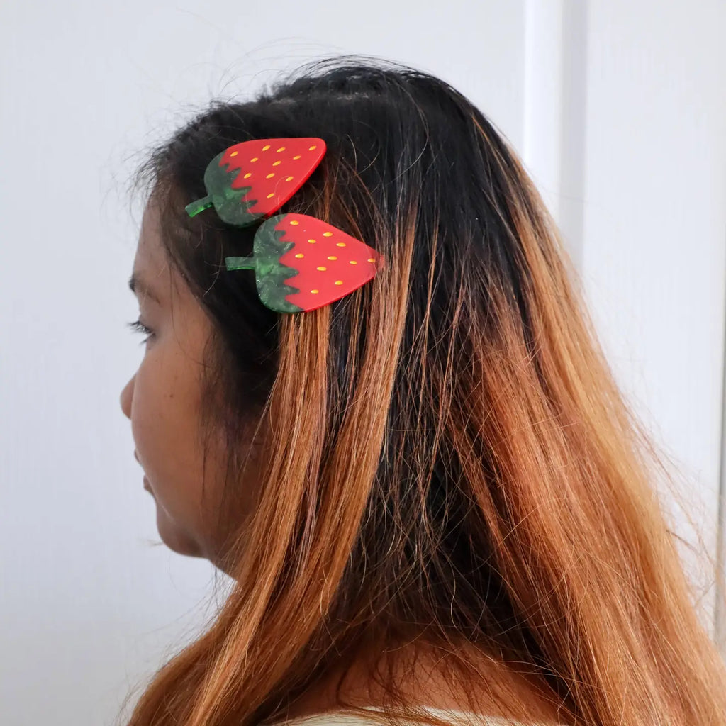 Strawberry Alligator Hair Clip Set by Jenny Lemons