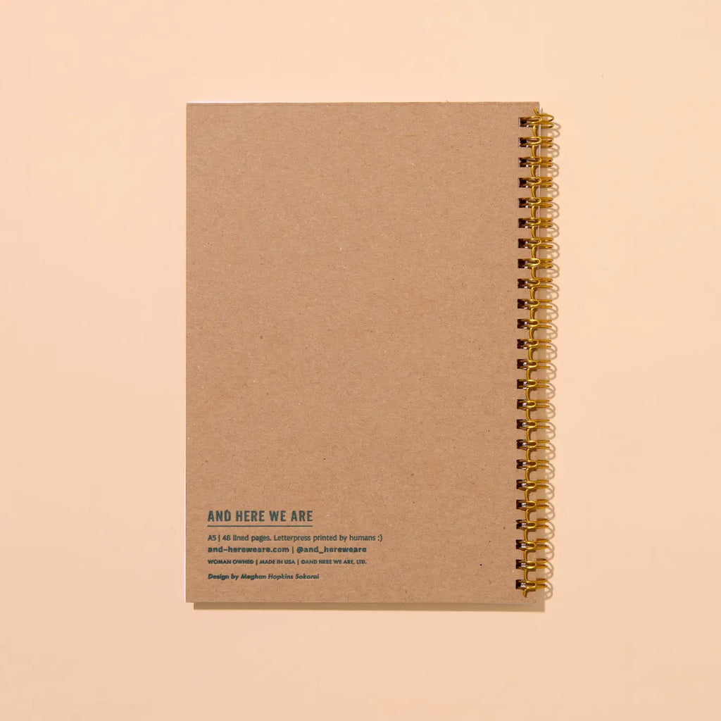 Coneflower Wildflower A5 Lettepress Spiral Notebook by And Here We Are